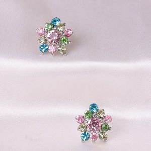 Multi-colored Stud Flower Earrings
